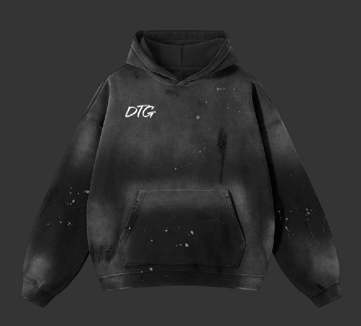 Vintage Washed Frayed Fleece Hoodie